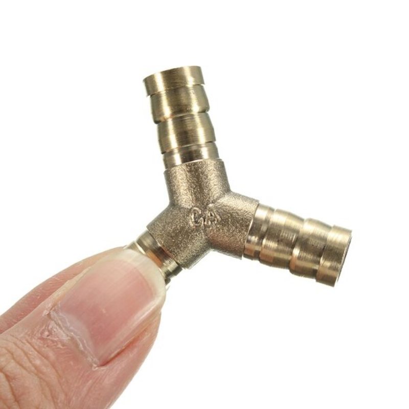 6/10/14 mm Massiv Mässing Y-kontakt 3-vägs Slangfogare Hullingförsedd Y Splitter