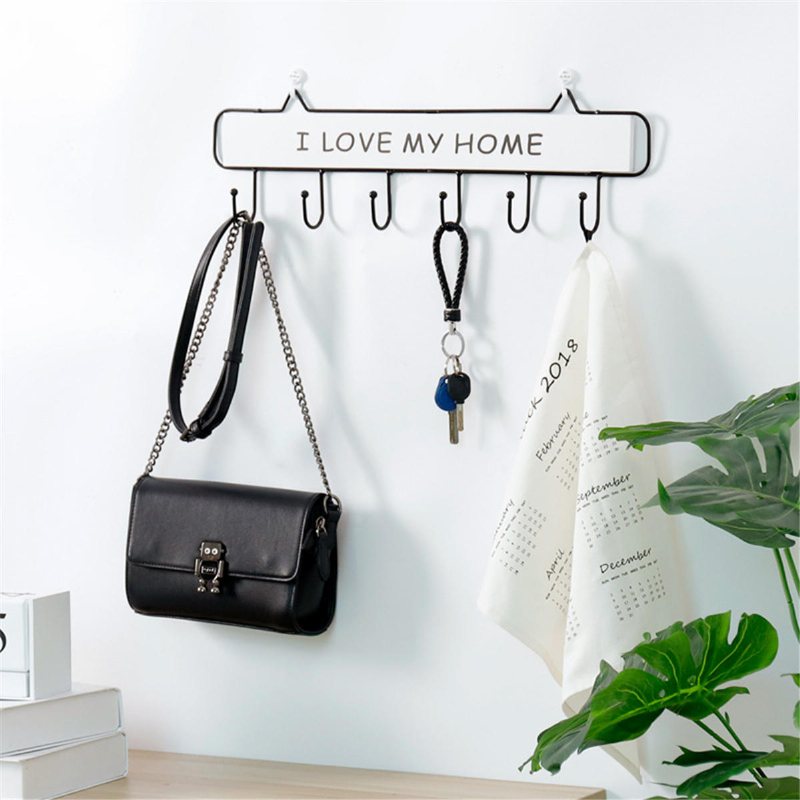 6 Krok Väggmonterad Klädhängare Hatt Hängande Hängare Robe Holder Rail