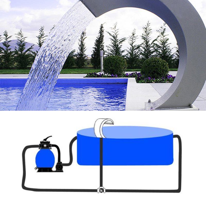 60×30 cm Rostfritt Stål Pool Accent Fontän Damm Trädgård Vattenfall Feature Kran