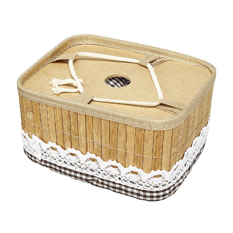 Bambu Vävning Förvaringskorgar Picknick Livsmedel Snacks Toy Box Desktop Organizer