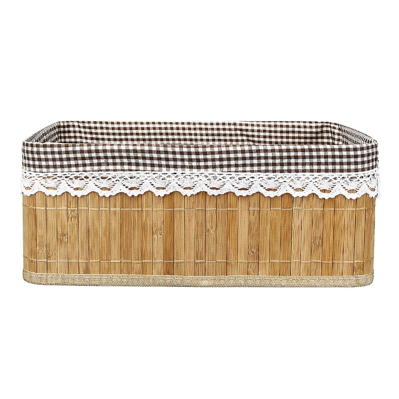 Bambu Vävning Förvaringskorgar Picknick Livsmedel Snacks Toy Box Desktop Organizer