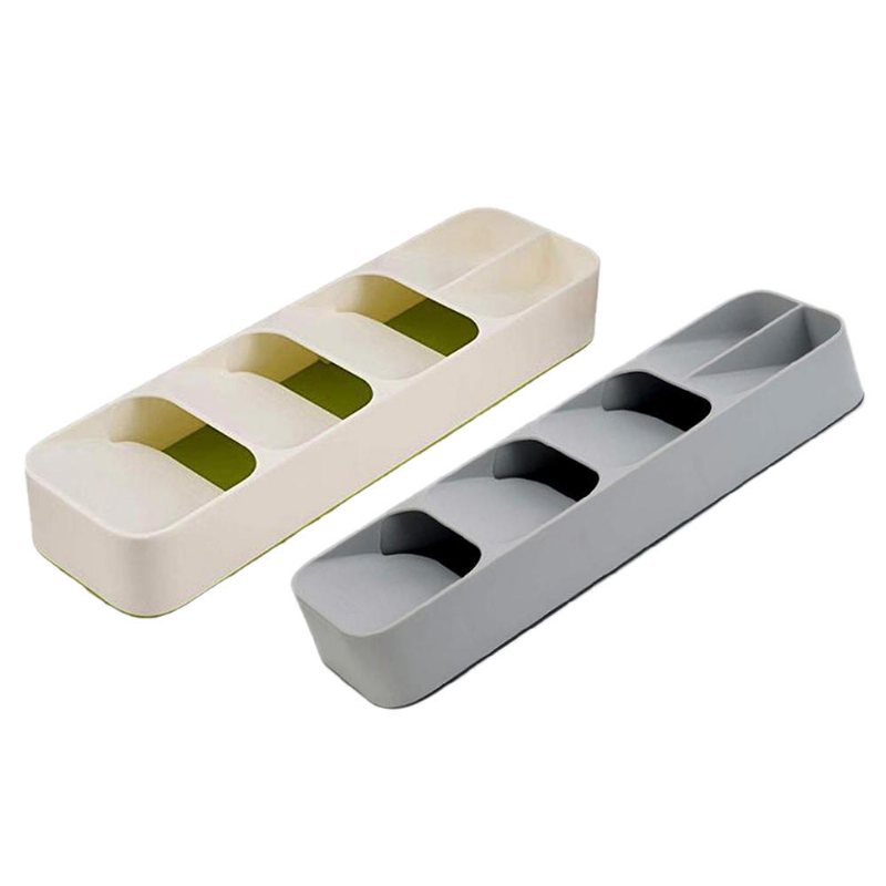 Desktop Organizer Bricka Kökslåda Separation Efterbehandling Förvaringslåda För Skedgaffel Bestick Silver