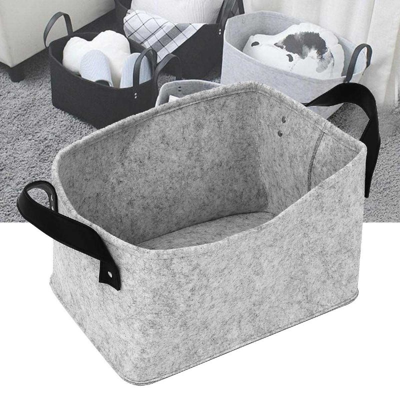Filt Förvaring Korg Garderob Leksaksbok Hämper Tvättväska Hylla Box Desktop Organizer