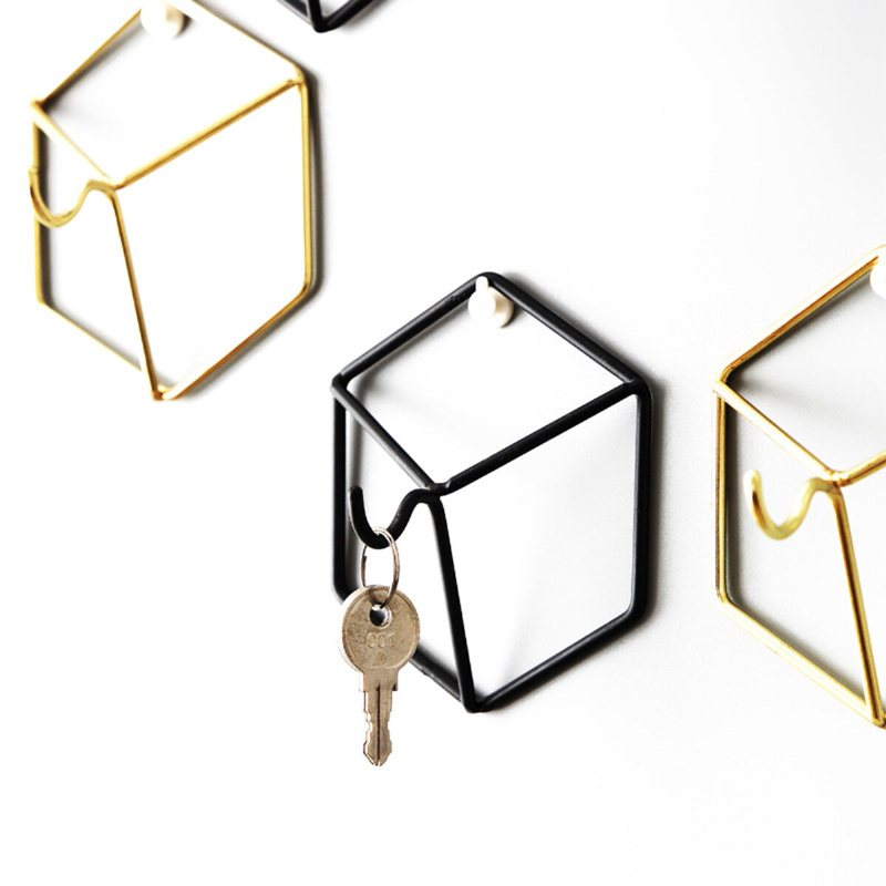 Geometrisk Väggkrok Järnhållare Nordic Hanger Hemsmycken Key Coat Duk