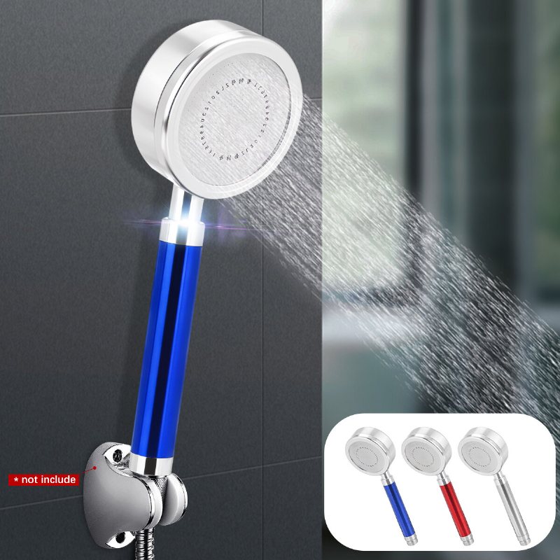 Högtrycks Anion Duschhuvud I Aluminium Vattenbesparande Filter Blå/röd/silver