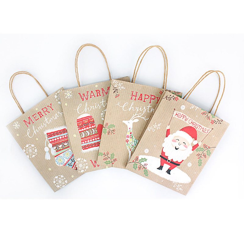 Jul Kraftpapper Tomte Presentpåse Godis Choklad Cookies Bag God Juldekorationer