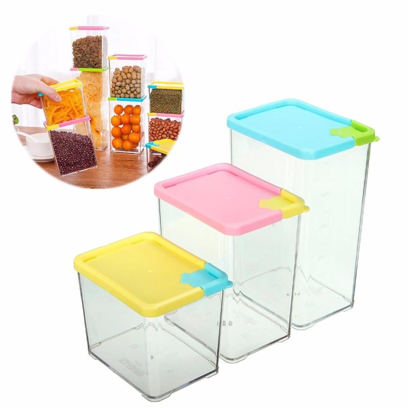 Kök Förvaringslåda Case Organizer Matsäd Bönor Ris Torkad Fruktbehållare Dispenser