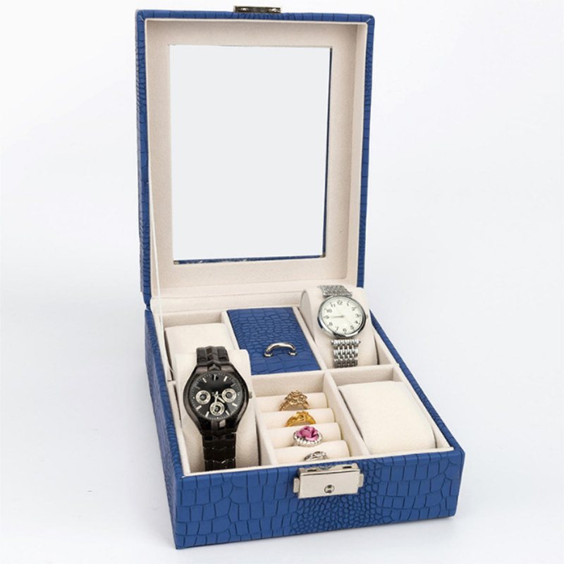 Läder Display Case Organizer Akryl Collection Box För Förvaring Watch Smycken