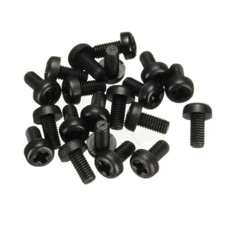 M3nr2 50st M3 Svart Nylon Runda Phillips Skruvbultar 6/15/20/25 mm