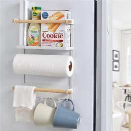 Magnetisk Kylskåp Sidvägg Pappershanddukshållare Förvaringsställ Hylla Köksarrangör Space Saver
