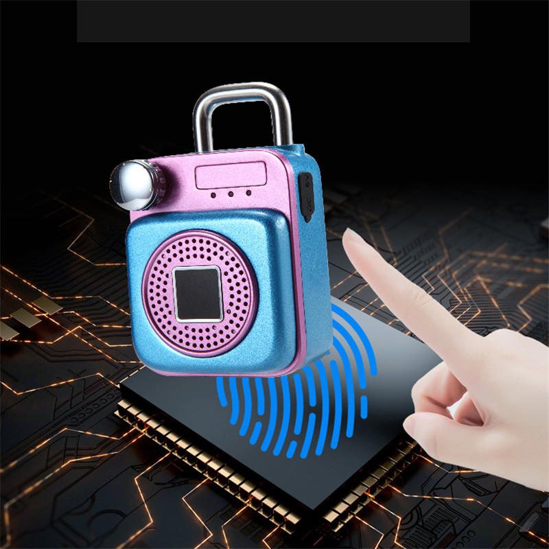 Mini Ryggsäck Form Bluetooth Högtalare Smart Lock Usb Laddning App/fingerprint Unlock Hänglås