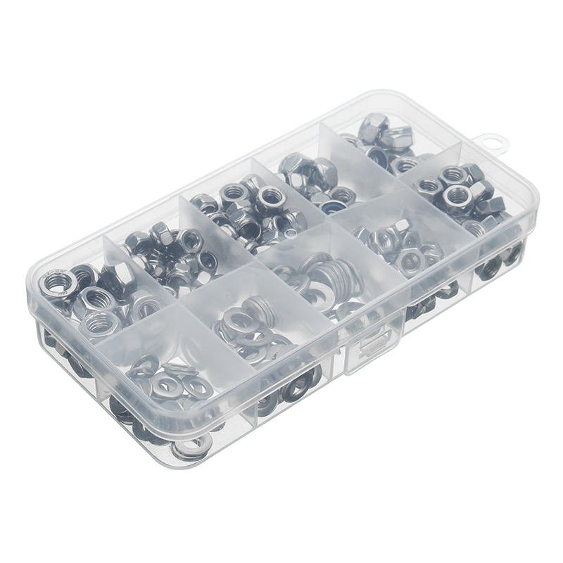 Mxsn2 255 St Rostfritt Stål Nylon Låsmuttrar Full Mutter Brickor Kit M4 M5 M6