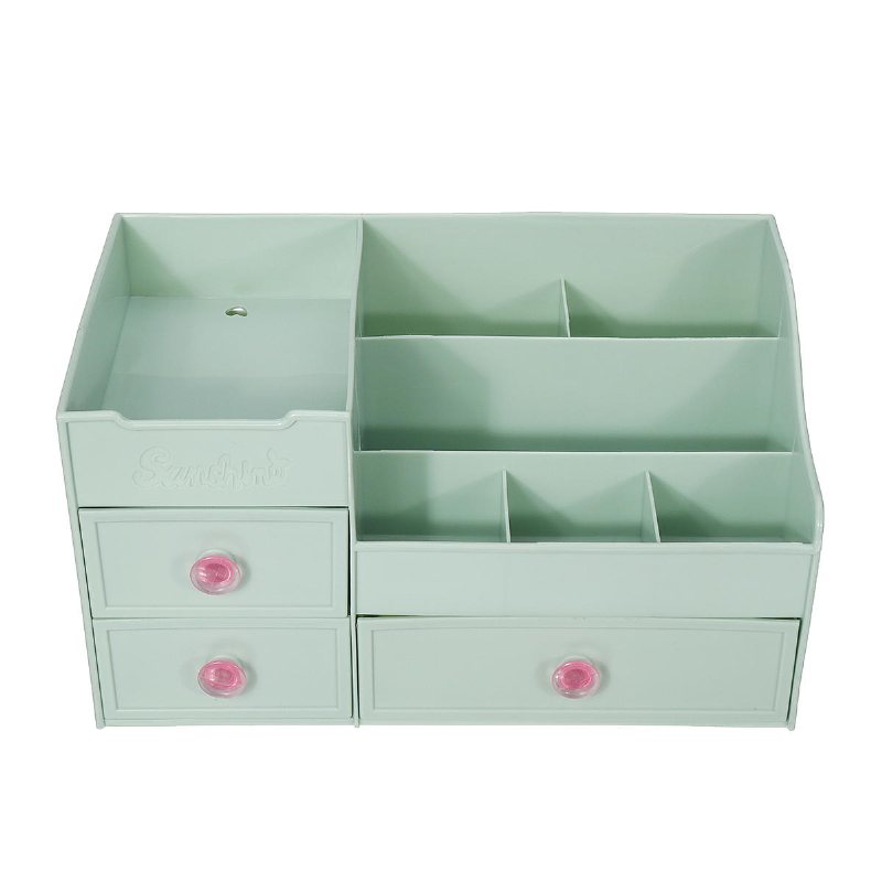 Plast Desktop Organizer Makeup Kosmetisk Förvaringslåda Brevpappershållare Hemdekorationer