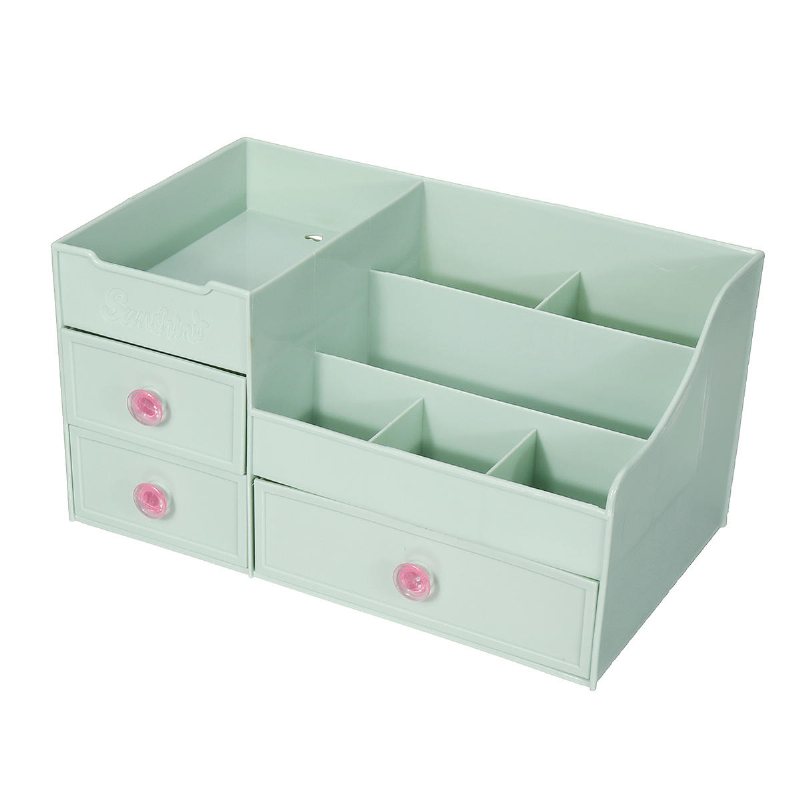 Plast Desktop Organizer Makeup Kosmetisk Förvaringslåda Brevpappershållare Hemdekorationer
