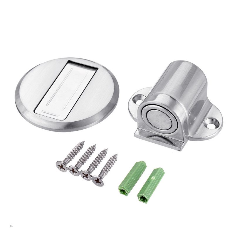 Solid Heavy Duty Zinklegering Justerbar Magnetisk Dörrstoppare Dold Golvmonterad Dörrfäste Fri Stansning Dörrhållare Med 3m-dekal