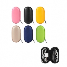 Universal Pu Box Förvaringspaket Fodral Oval Form För Finger Spinner Datakabel Laddare Hörlurar