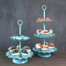 2 / 3 Ters Blå Tårthållare Cupcake Stand Födelsedag Bröllopsfest Display Hållare Dekorationer