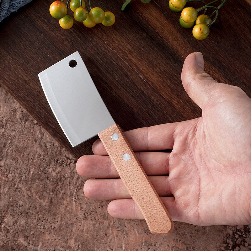 2st Mini Ostkniv I Rostfritt Stål Bärbar Kött Frukt Grönsakskök Hacka Kockkniv Klyvkniv Survival Camping Utomhus Bbq Verktyg