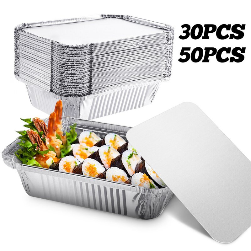 30/50x Folie Aluminiumbrickor Med Lock Engångsroster Bakugn Takeaway