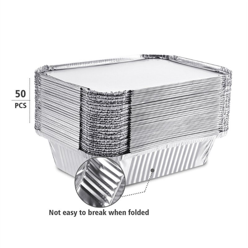 30/50x Folie Aluminiumbrickor Med Lock Engångsroster Bakugn Takeaway