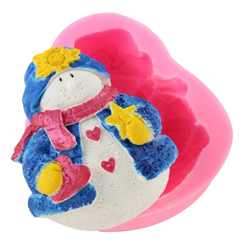 3d Snowman Silikon Ljus Kakaform Tvål Hantverk Handgjorda Dekorera Bakform Verktyg