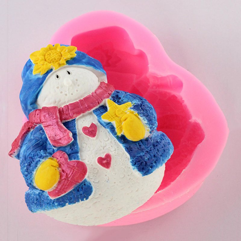 3d Snowman Silikon Ljus Kakaform Tvål Hantverk Handgjorda Dekorera Bakform Verktyg