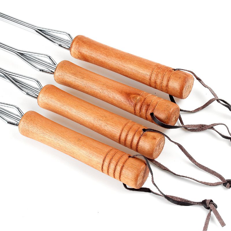 4 St/set Bbq Teleskopgafflar I Rostfritt Stål Utomhusgrillredskap