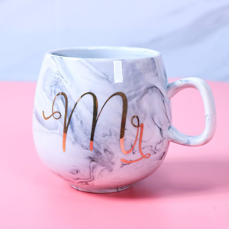 400ml Par Vatten Vattenglas Marmorerad Keramikkopp Flamingo Unicorn Letter Kaffekopp