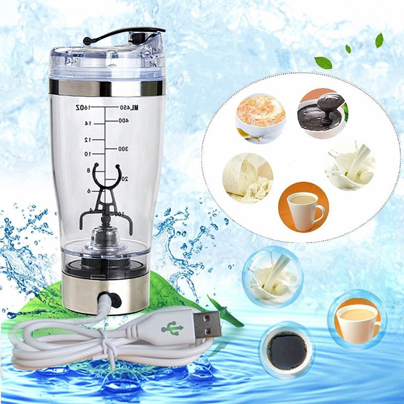 450 Ml Usb-laddning Elektrisk Shaker Cup Mixer Avtagbar Mixing Cup Fitness Protein Powder Shake Cup