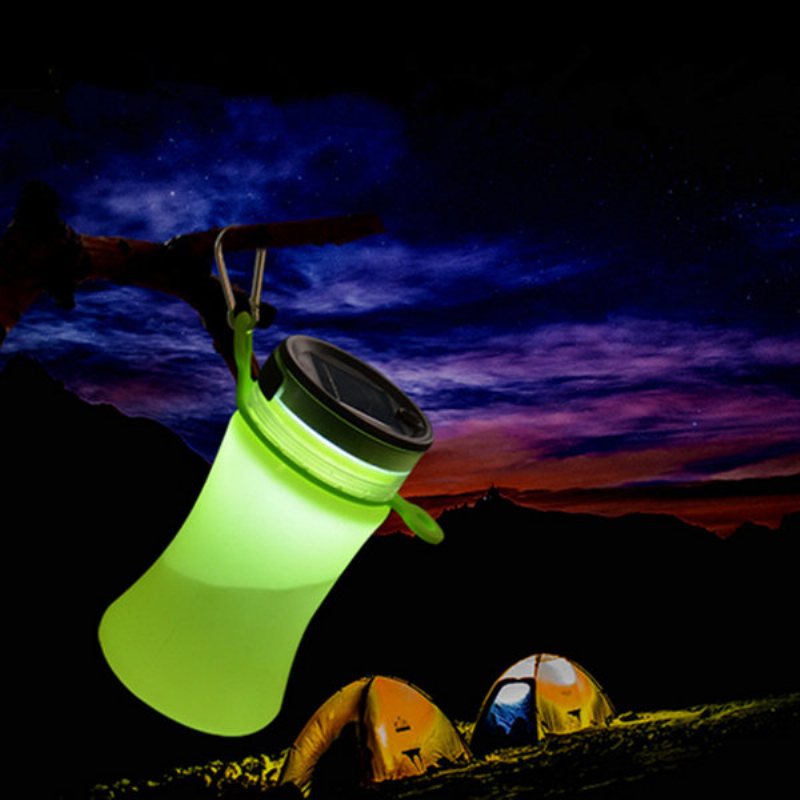 550 Ml Hopfällbar Silikon Vattentät Sportvattenflaska Med Solenergiladdning Led Camping Latern