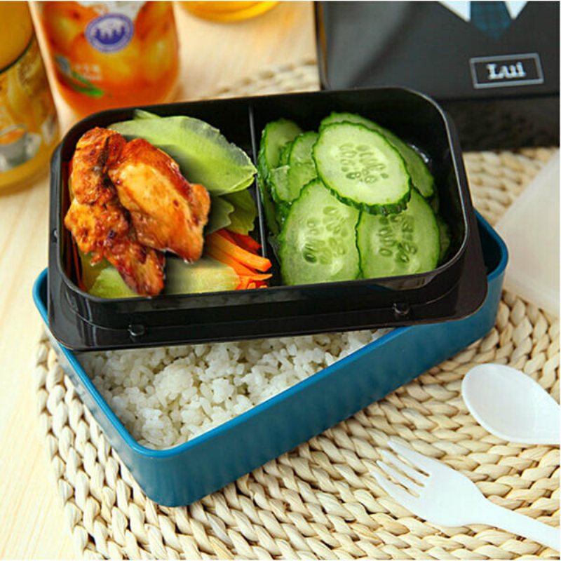 730ml 2-lagers Plast Lovely Lunch Box Bälte Bento Box Sushi Box Matbehållare