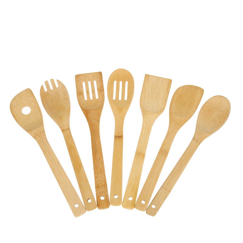 8st Bambu Nonstick Köksredskap Träskedar Och Spatel Redskap Set