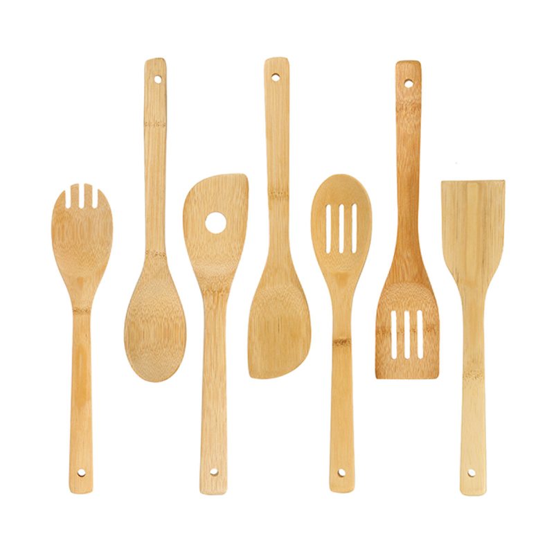 8st Bambu Nonstick Köksredskap Träskedar Och Spatel Redskap Set