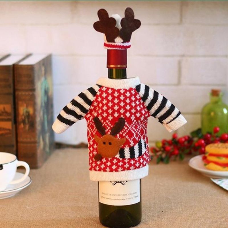 Christmas Wine Bottle Cover Juldekoration Till Hemmet Jul Hjort Älg Rödvin Champagne Bott