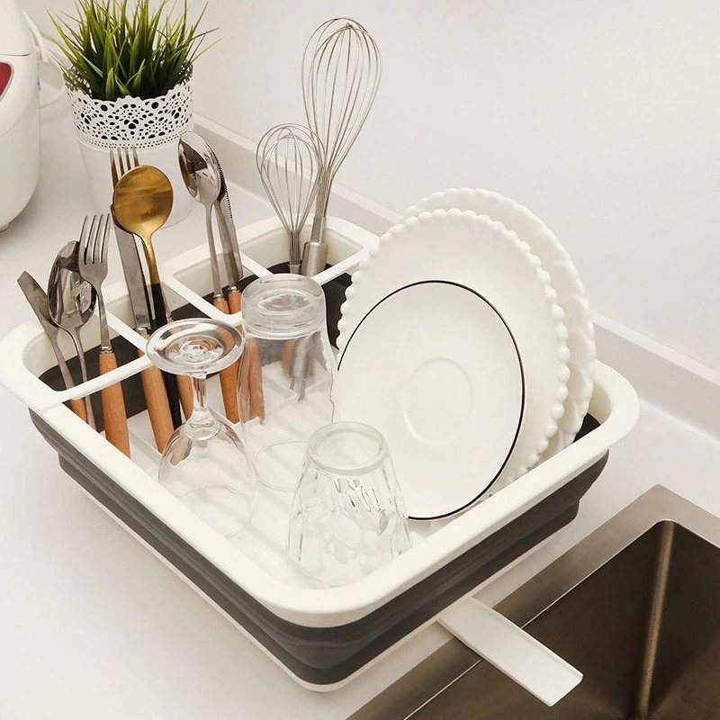 Disktallrik Torkning Vikbar Rack Organizer Drainer Plast Förvaringshållare