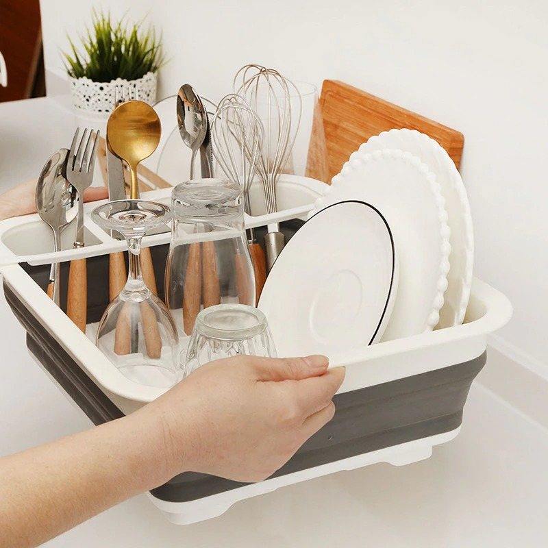 Disktallrik Torkning Vikbar Rack Organizer Drainer Plast Förvaringshållare