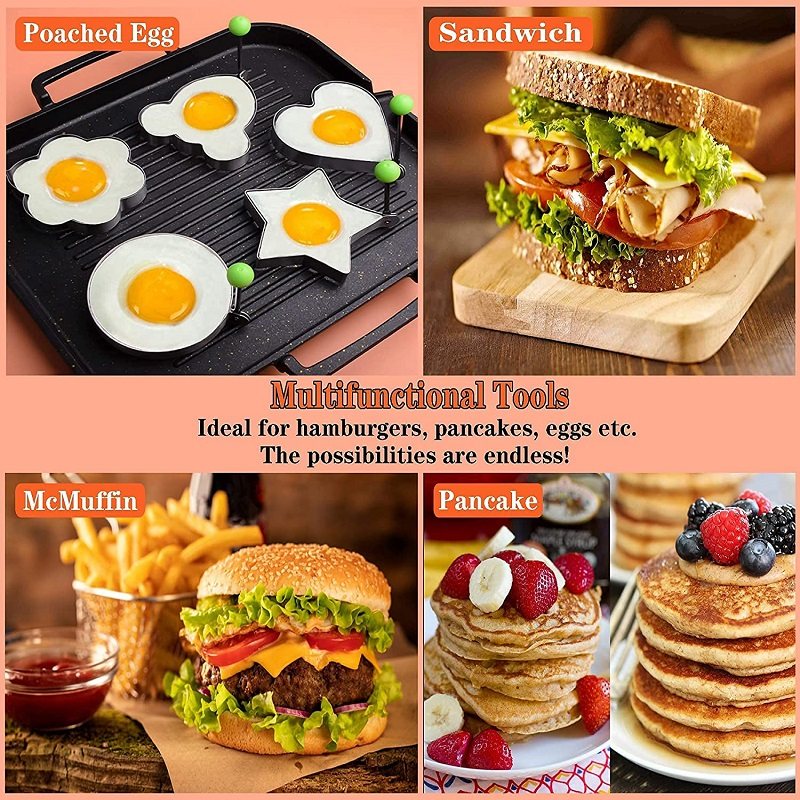 Egg Shaper Rostfritt Stål Pannkaka Gadget Ringar 5st