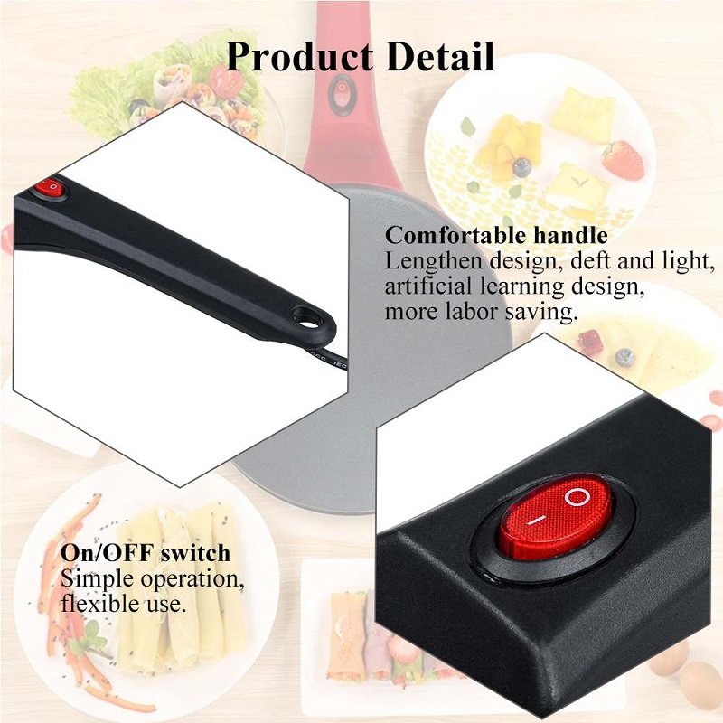 Elektrisk Crepe Maker Pan Non-stick Griddle Matlagningsmaskin