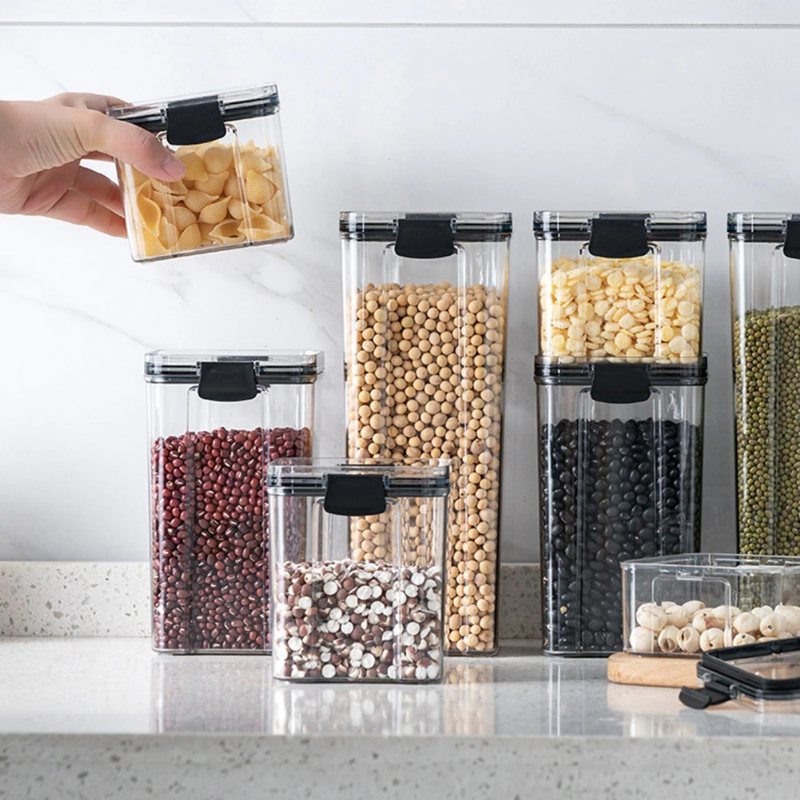 Förseglade Burkar Matförvaringsbehållare För Pantry Pasta Multigrain
