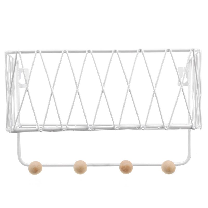 Industriell Metalltråd Trä Vägg Hylla Rack Modern Loft Dorm Förvaringshylla