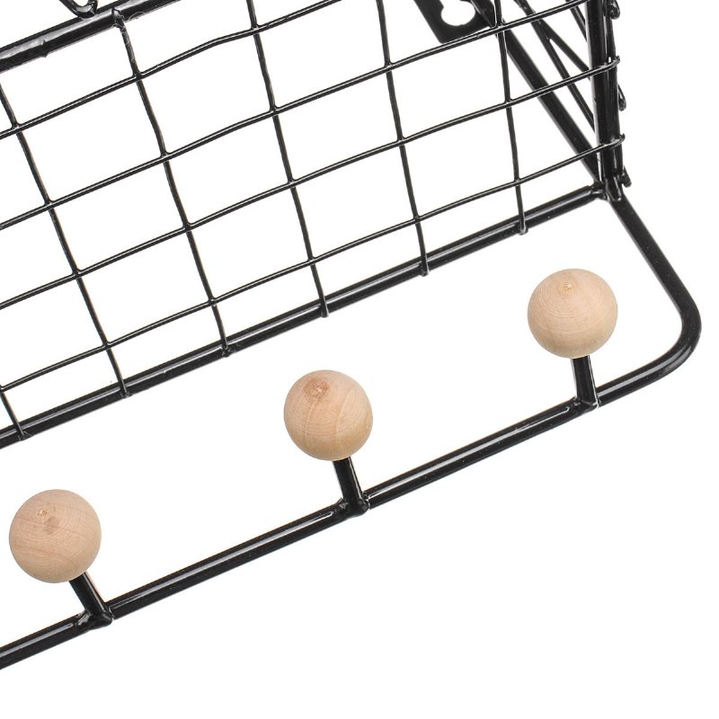 Industriell Metalltråd Trä Vägg Hylla Rack Modern Loft Dorm Förvaringshylla