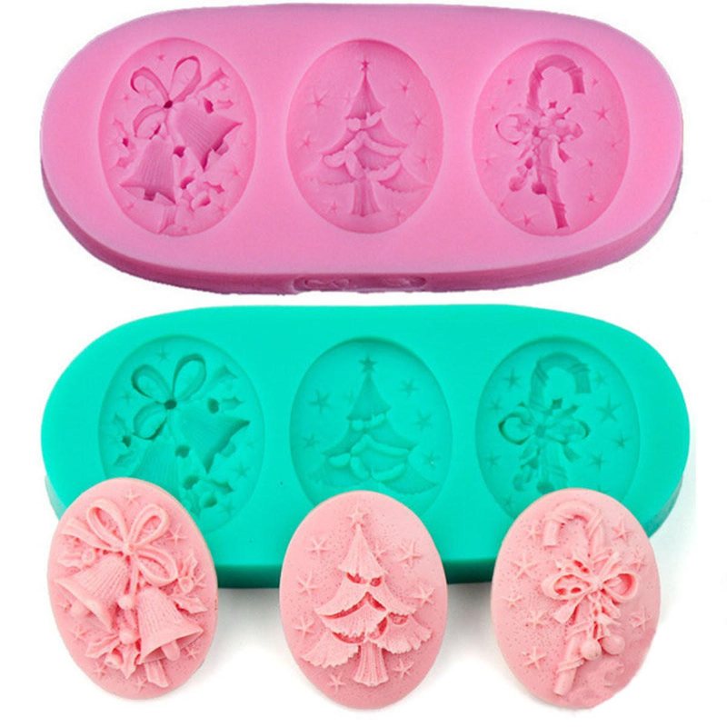 Julgran Silikon Fondant Kakform Tvål Choklad Godis Dekoration Form
