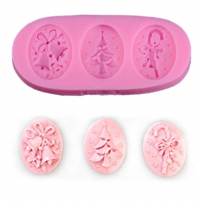 Julgran Silikon Fondant Kakform Tvål Choklad Godis Dekoration Form