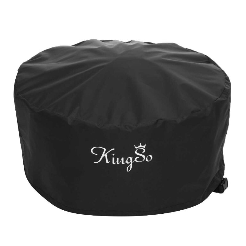 Kingso Outdoor Fire Pit Cover Rund 26" Vattentät 600d Heavy Duty Patio Bowl Med Spännen Dragsnöre Stängning & 2 Luftventiler Tjock Pvc Coat