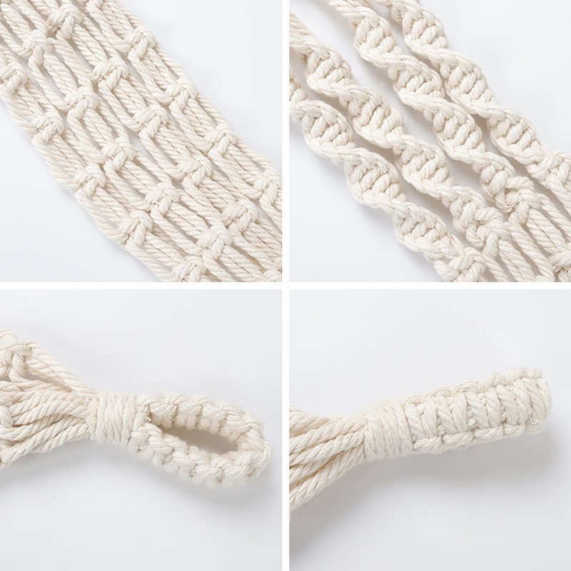 Macrame Plant Hanger Rack Hänghylla Bokhylla Hamp Rep Väggmonterade Hyllor