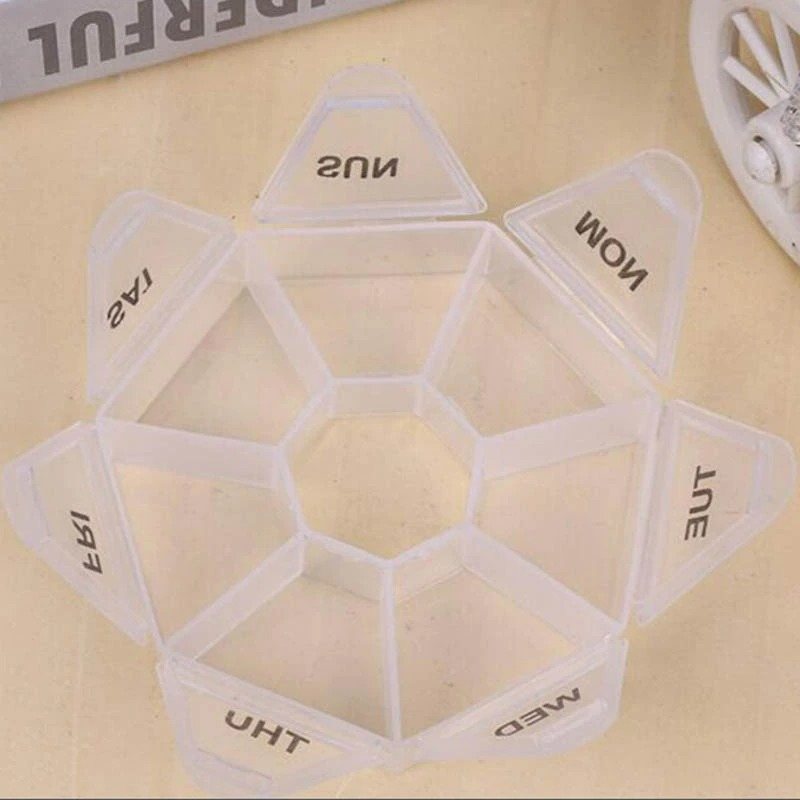 Medicin Pill Box 7 Days Mini Round Portable