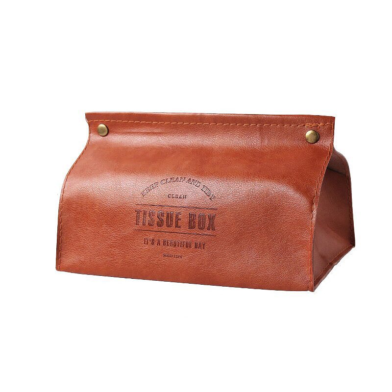 Nordic Leather Desktop Tissue Box Container Servetthållare