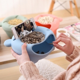 Plast Dubbellagers Snack Box Flerfunktionell Lovely Bear Form Telefonställ Köksförvaringsbehållare