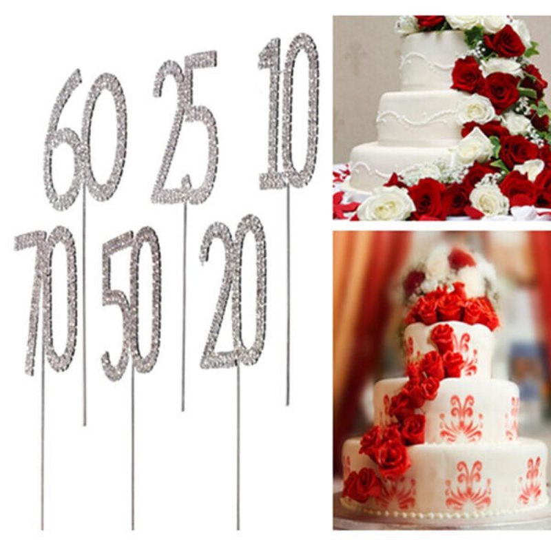 Sparkling Crystals Födelsedag Anniversary Number Cake Topper
