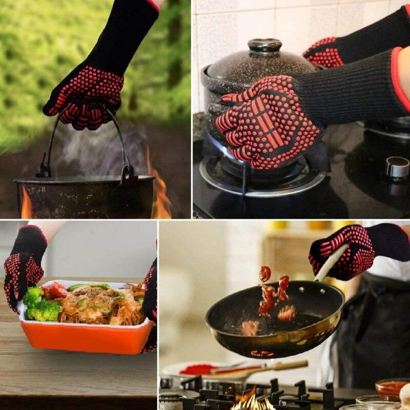 Värmebeständiga Grillhandskar Silikon Halkfri – One Piece